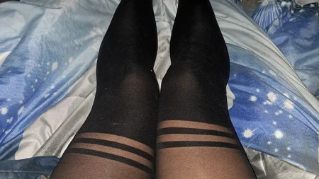 Man in black nylon tights posing sexy on the sofa - Image # 2