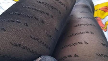 Guy shows off his long legs covered by black fashion tights - Image # 2