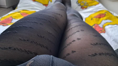 Guy shows off his long legs covered by black fashion tights - Image # 4