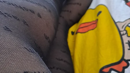Guy shows off his long legs covered by black fashion tights - Image # 6