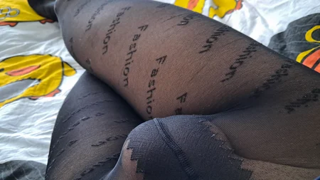 Guy shows off his long legs covered by black fashion tights - Image # 7