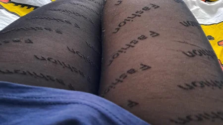 Guy shows off his long legs covered by black fashion tights - Image # 10