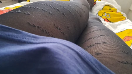 Guy shows off his long legs covered by black fashion tights - Image # 11
