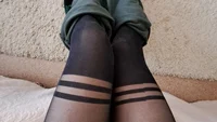 Crossdresser shows off his yummy legs covered by sexy black tights - Image # 3