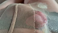 Horny crossdresser under pantyhose cumshot scene - Image # 15