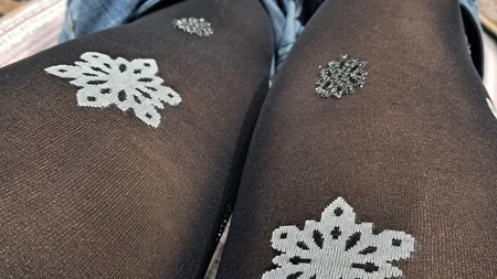 Guy wearing black fashion tights under jeans