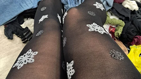 Guy wearing black fashion tights under jeans - Image # 11