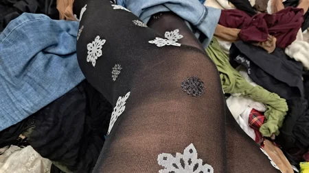 Guy wearing black fashion tights under jeans - Image # 13