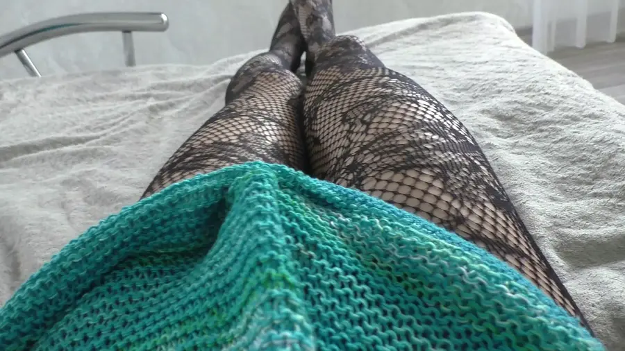 Crossdresser in black tights cumshot action